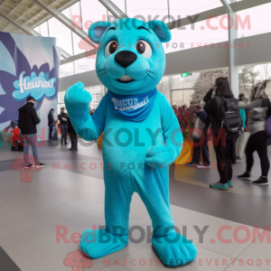 Turkis Puma maskot kostume...