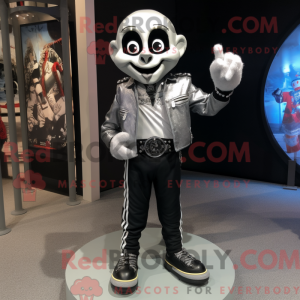 Sølv Mime maskot kostyme...