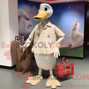 Beige gans mascottekostuum...