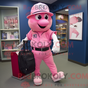 Rosa men maskotdraktfigur...