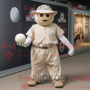 Beige Petanque Ball mascot...