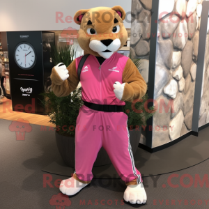 Pink Mountain Lion mascotte...