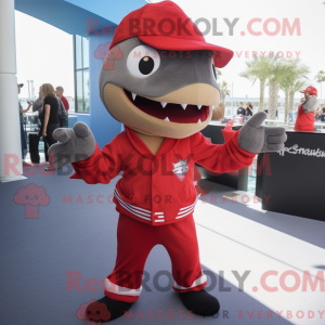 Red Shark maskot kostume...