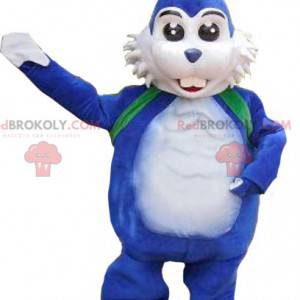 Bílý a modrý králík maskot - Redbrokoly.com