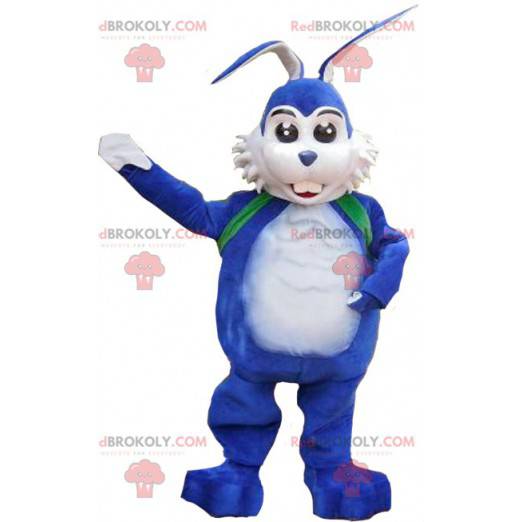 Mascotte de lapin blanc et bleu - Redbrokoly.com