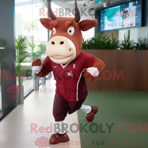Maroon Zebu-mascottekostuum...