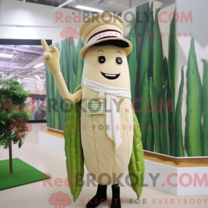 Beige asparges maskot drakt...