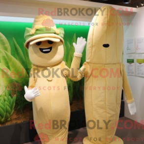 Fantasia de mascote de aspargo bege com blusa e chapéus - Mascotes de espargos - REBROKO_272210 - RedBrokoly.com