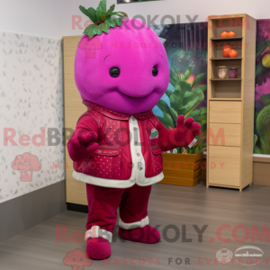 Magenta Bringebær maskot...