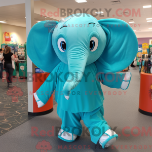 Blågrøn elefant maskot...