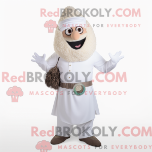Hvid Falafel maskot kostume...