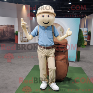 Beige golfbold maskot...