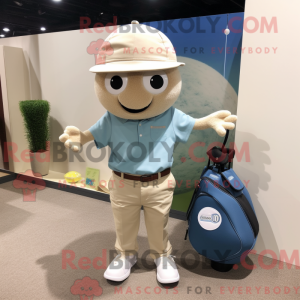 Beige golfbold maskot...