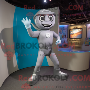 Gray Superhero mascot...