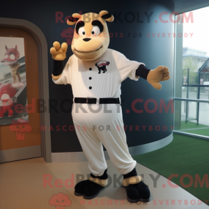 Tan Holstein Cow maskot...