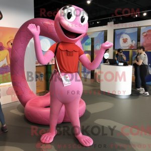 Pink Snake mascottekostuum...