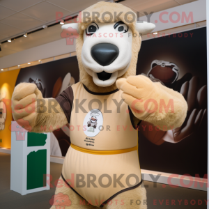 Cream Camel mascot costume...