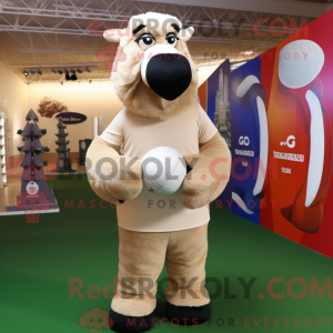 Cream Camel mascot costume...