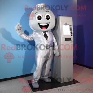 Sølv telefon maskot kostume...