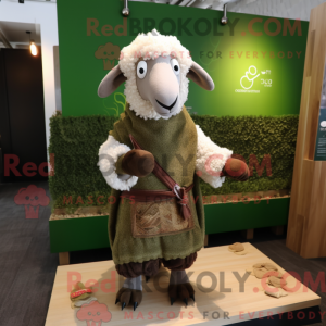 Olive Sheep-mascottekostuum...