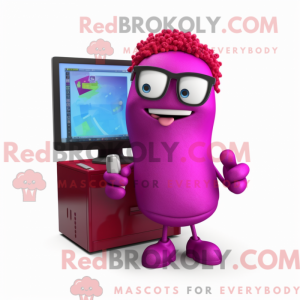 Magenta datormaskot kostym...