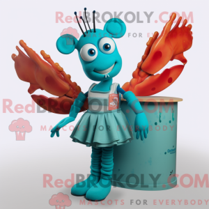 Teal Lobster Maskottchen...