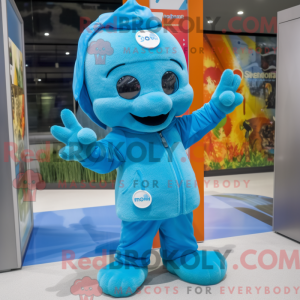 Cyan armbånd maskot kostyme...