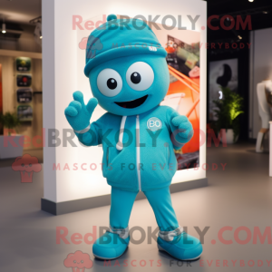 Cyan armbånd maskot kostyme...