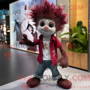 Maroon Aye-Aye maskot...