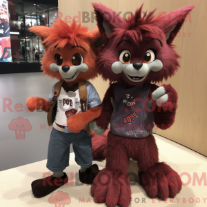 Maroon Aye-Aye mascot...