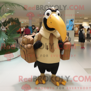 Tan Toucan maskot kostume...