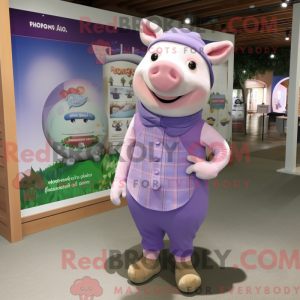 Lavendel gris maskot drakt...