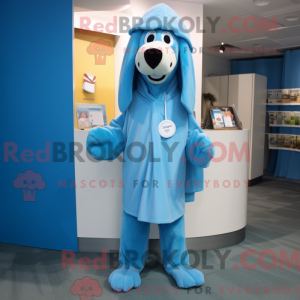 Sky Blue Dog mascot costume...