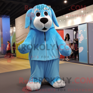 Sky Blue Dog mascot costume...