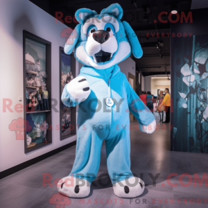 Sky Blue Dog mascot costume...