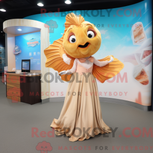 Tan Goldfish maskot kostume...