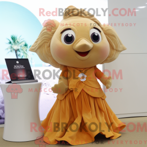 Tan Goldfish maskot kostume...