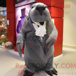 Grå hvalros maskot kostume...