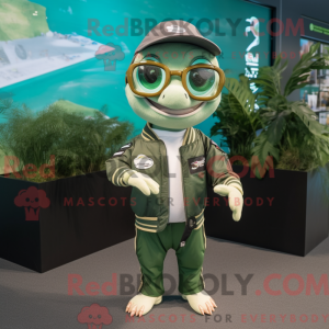 Grøn Barracuda maskot...