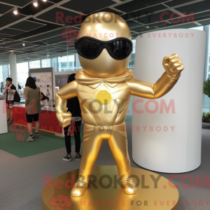 Gold Superhero mascot...