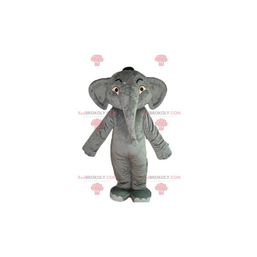 Zachte en indrukwekkende grijze olifant mascotte -