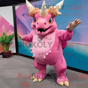 Pink Triceratops maskot...