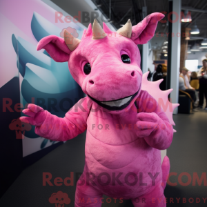 Pink Triceratops maskot...