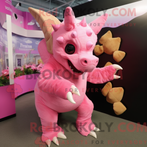 Pink Triceratops maskot...