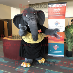 Sort elefant maskot kostume...