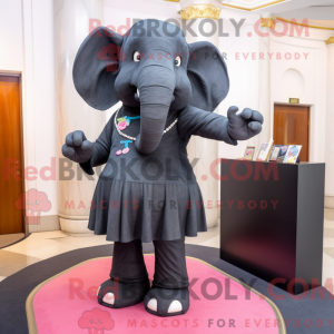 Sort elefant maskot kostume...