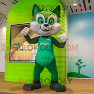 Green Bobcat mascot costume...