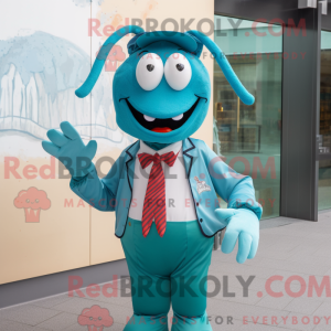 Teal Lobster mascot costume...