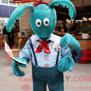 Teal Lobster Maskottchen...