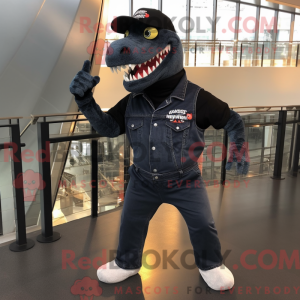 Sort Allosaurus maskot...